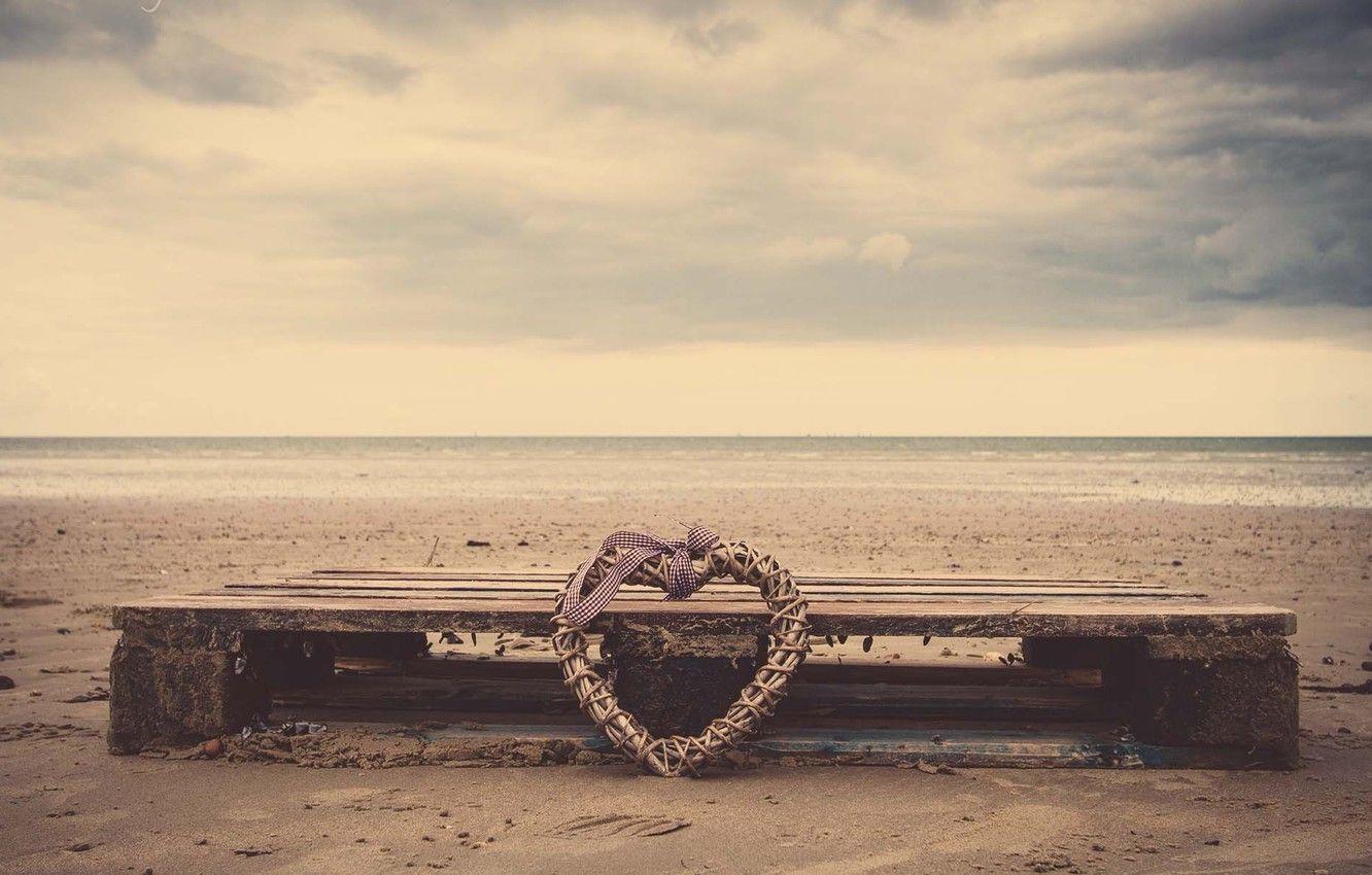 1332x850 Wallpaper sand, sea, beach, water, nature, river, heart, tape, bow