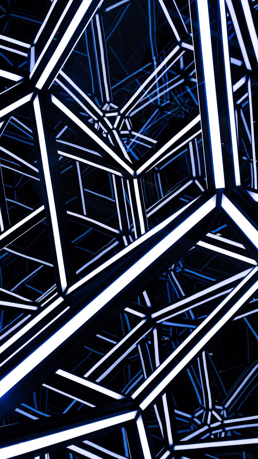1080x1920 Download Modern, architecture, grid, neon wallpaper, 1080x1920