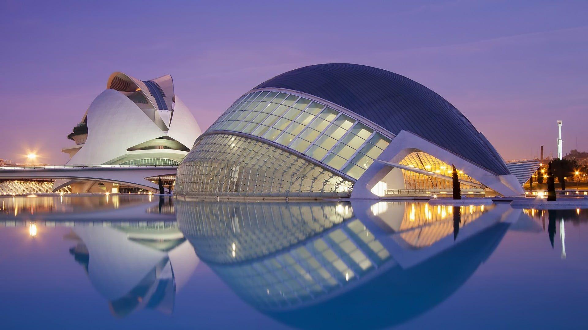 1920x1080 Black and gray desk fan, architecture, reflection, Valencia, Spain