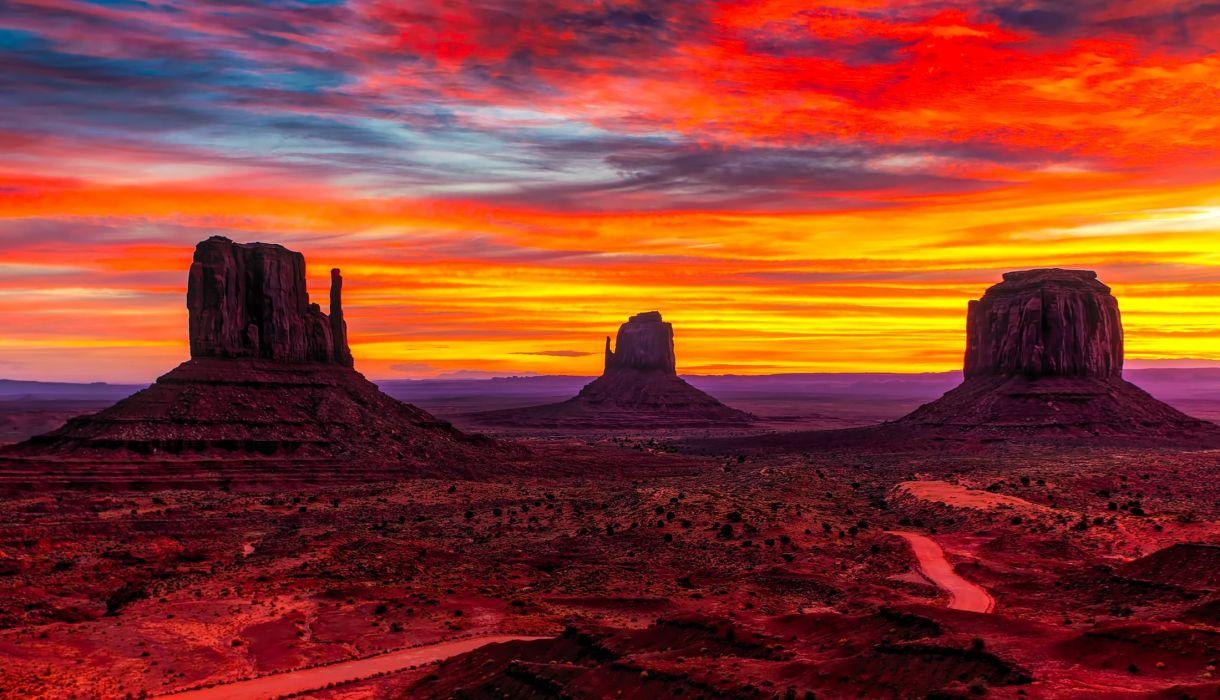 1220x700 Arizona clouds dawn desert dusk geology landscape monument valley