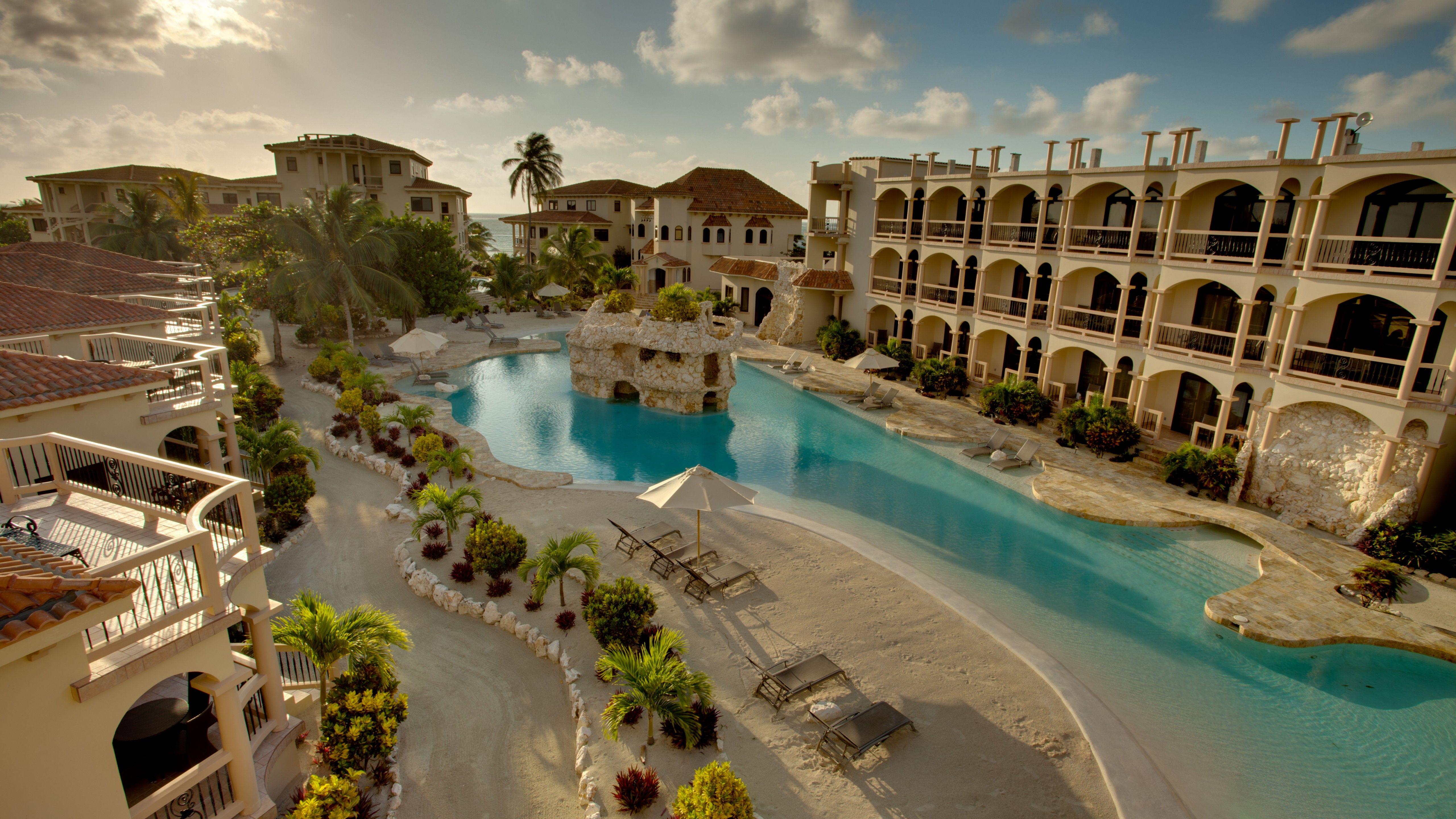 5120x2880 Wallpaper Belize, San Pedro, Hotel, pool, resort, sky, sun, travel