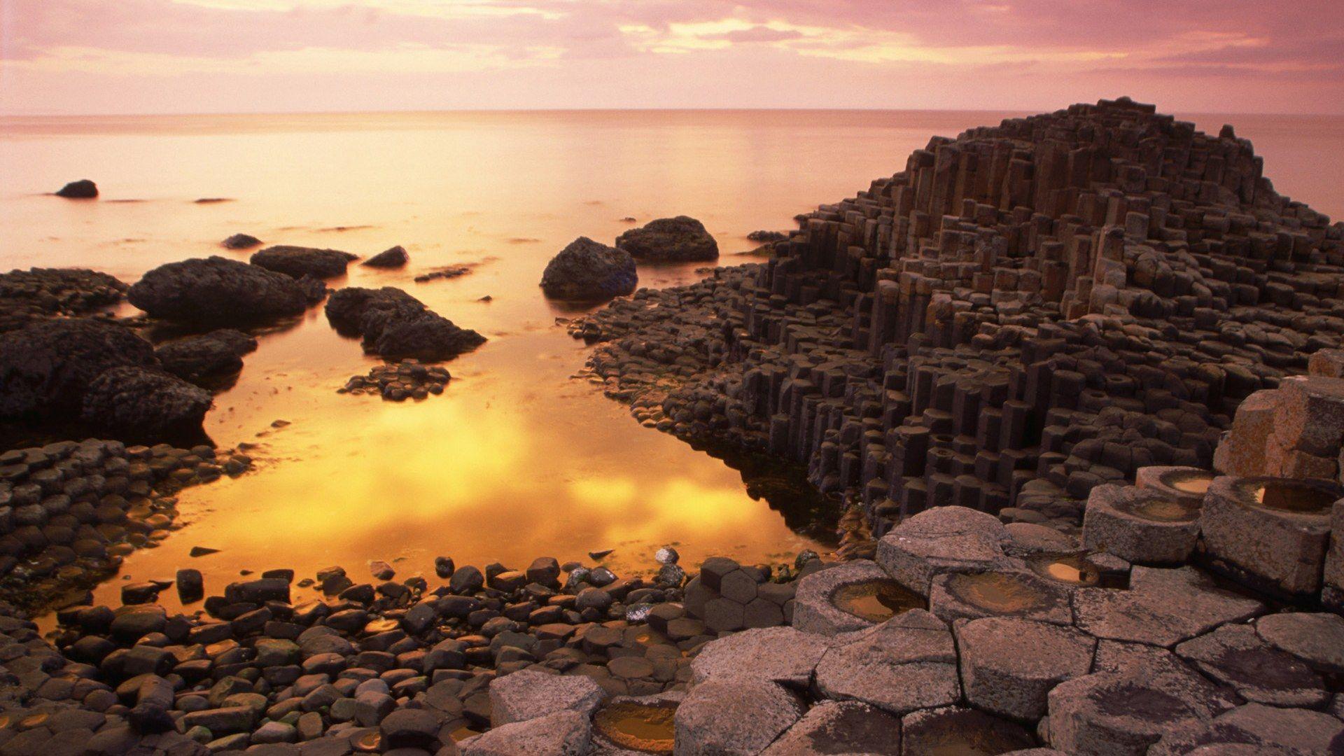 1920x1080 Wallpaper, nature, county, sunset, causeway, antrim, ireland