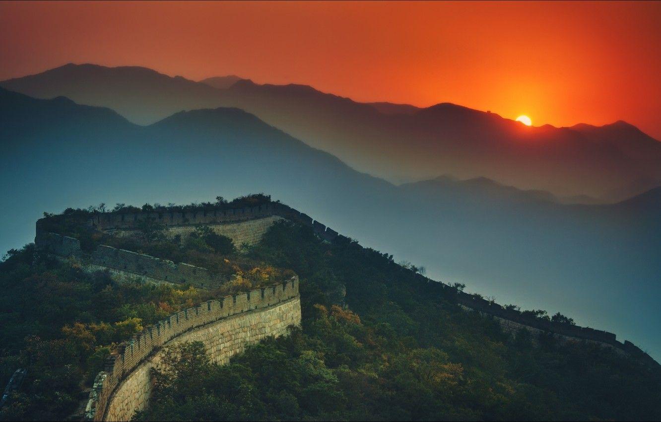 1332x850 Wallpaper night, wallpaper, china, great wall image for desktop