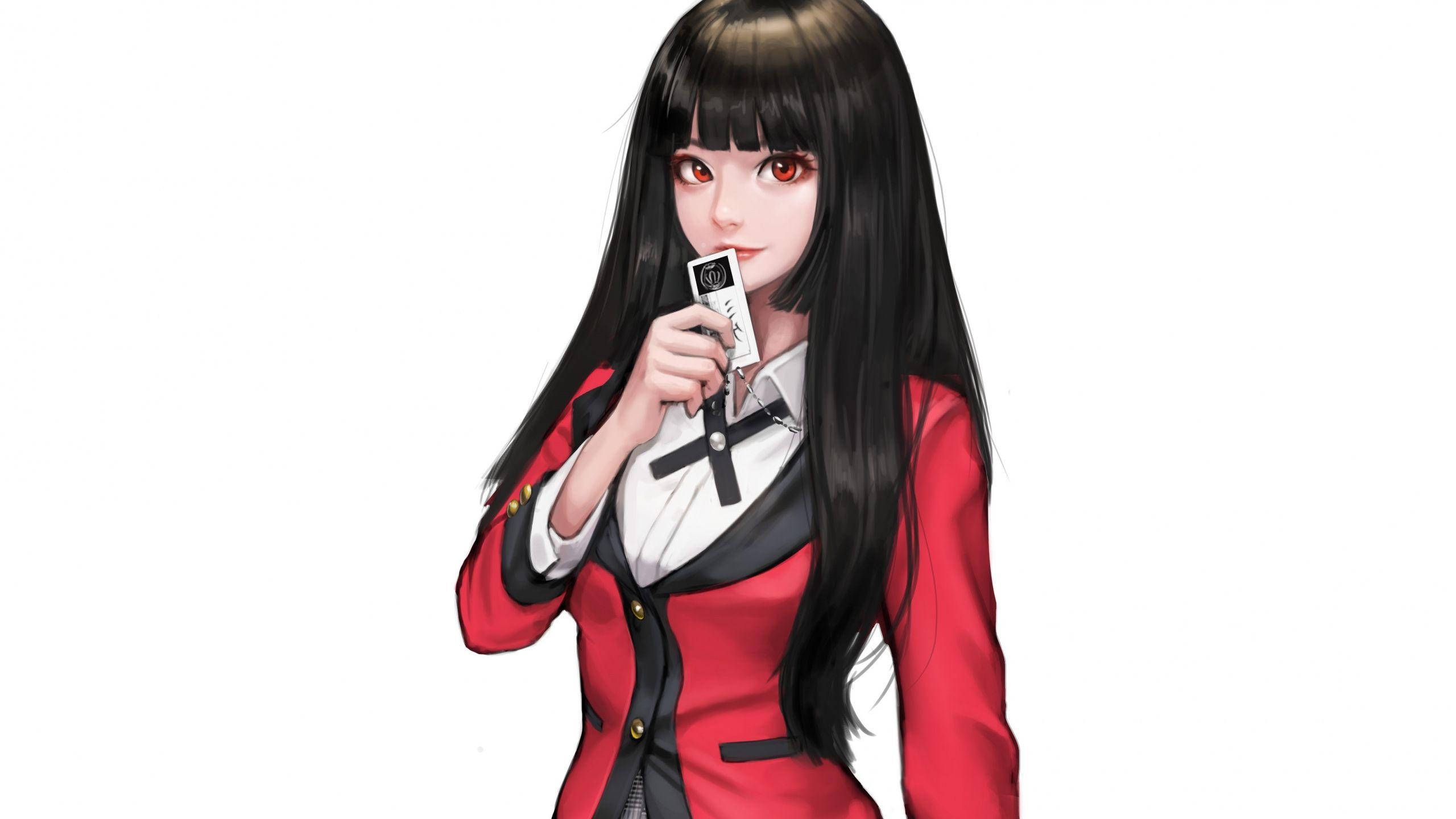 2560x1440 Download 2560x1440 wallpaper kakegurui, anime girl, red blazer
