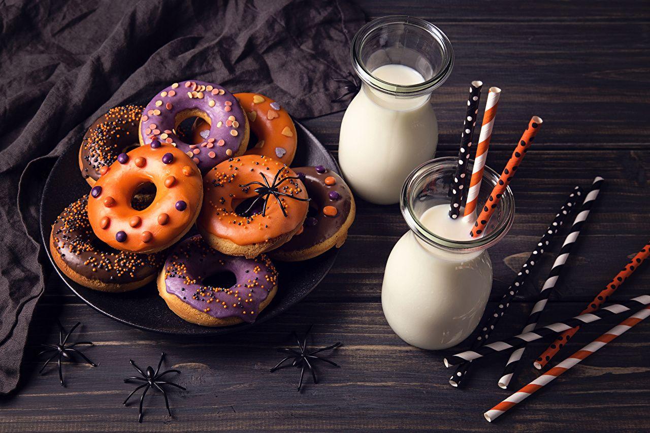 1280x853 Desktop Wallpaper Milk Spiders Two Donuts Halloween Highball glass
