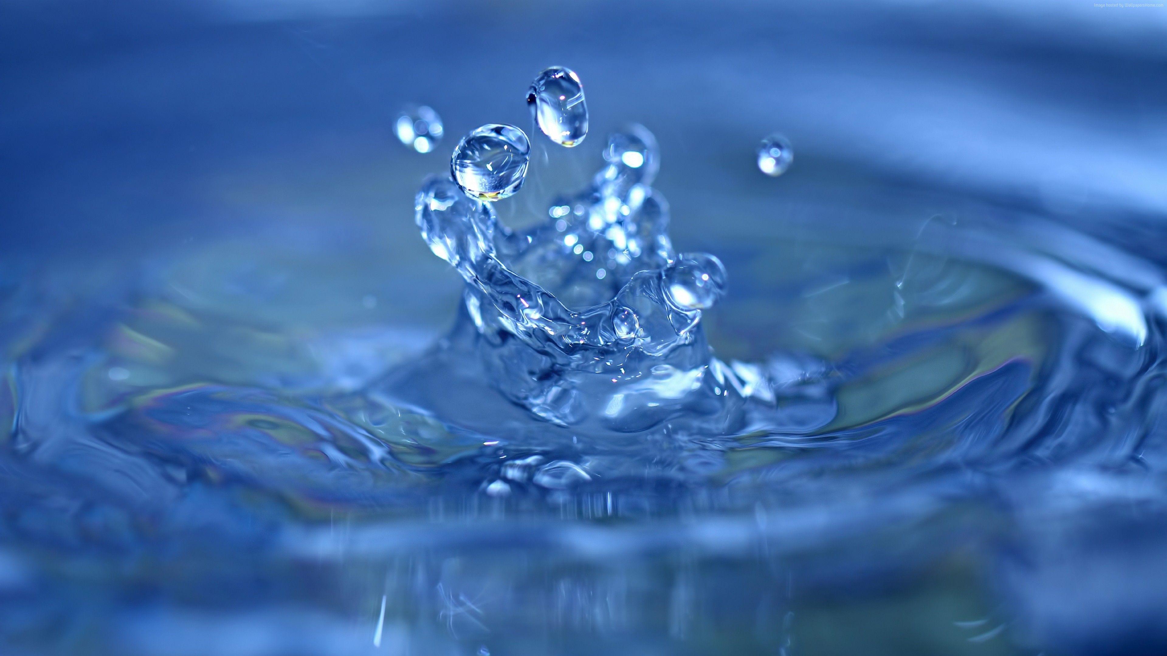 3840x2160 #blue, #drops, #water, #splash, #macro, k, k wallpaper