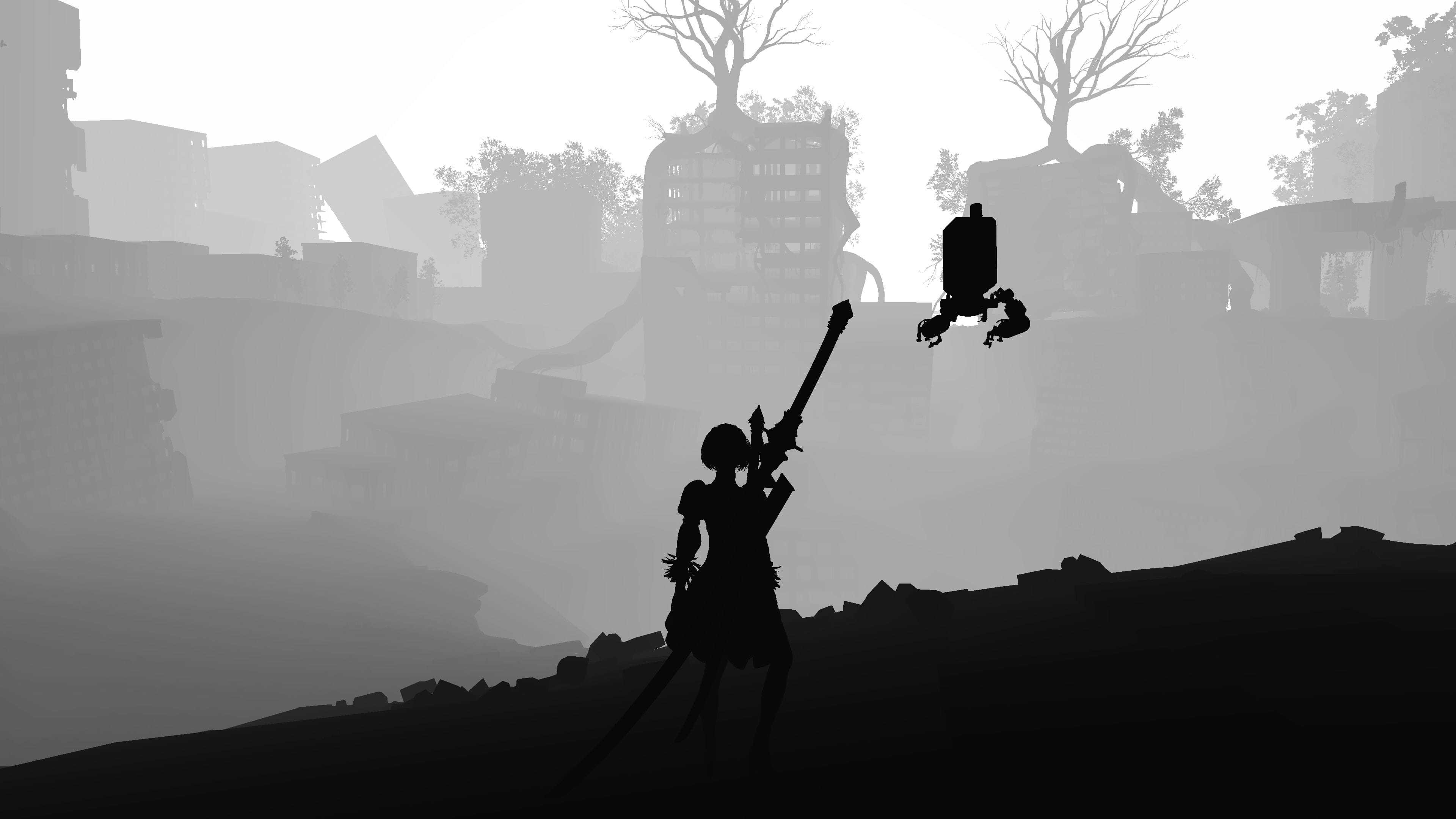 3840x2160 Nier Automata Black And White UHD 4K Wallpaper