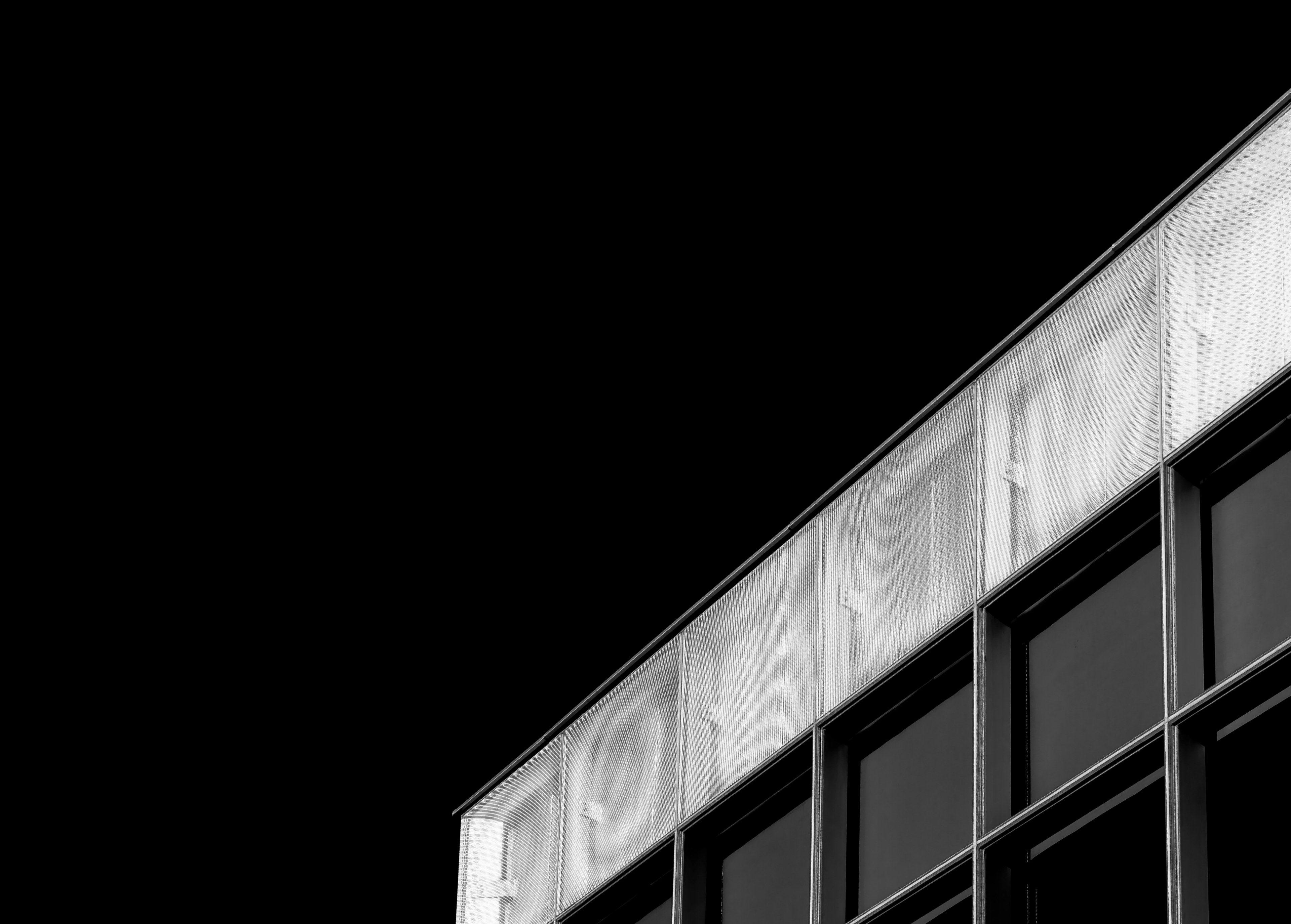 3840x2750 architecture black and white window and dark HD 4k wallpaper