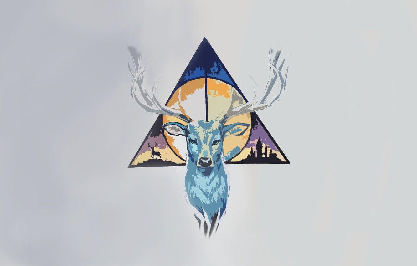 1332x850 Photo Wallpaper Minimalism, Deer, Triangle, Harry Potter