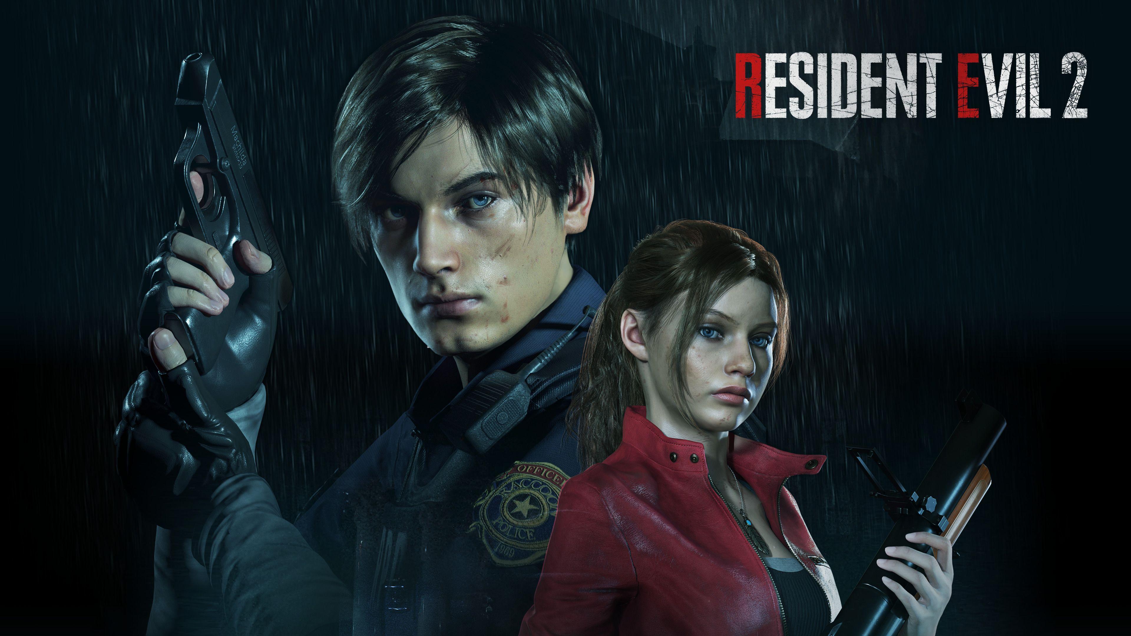 3840x2160 Leon S. Kennedy Claire Redfield Resident Evil 2 4K Wallpaper
