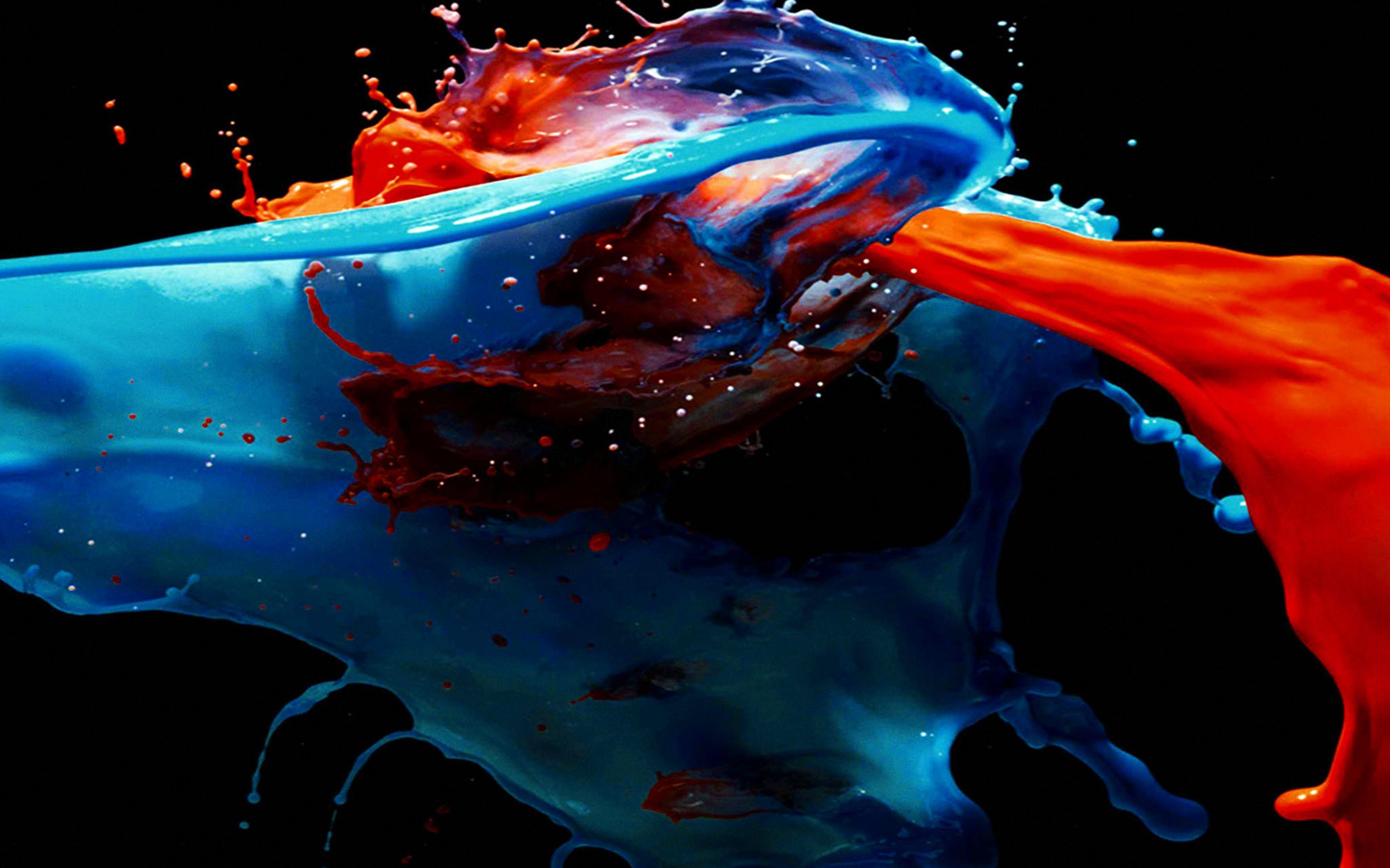 3840x2400 Paint Splash Art Illust Dark Blue Red