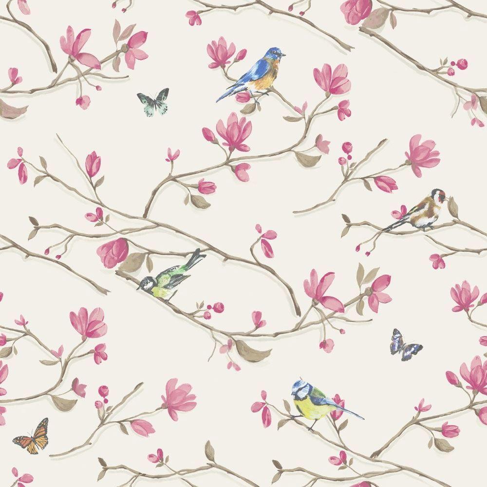 Birds and Butterflies Wallpaper  Eclectic  bathroom  Zoe Feldman Design