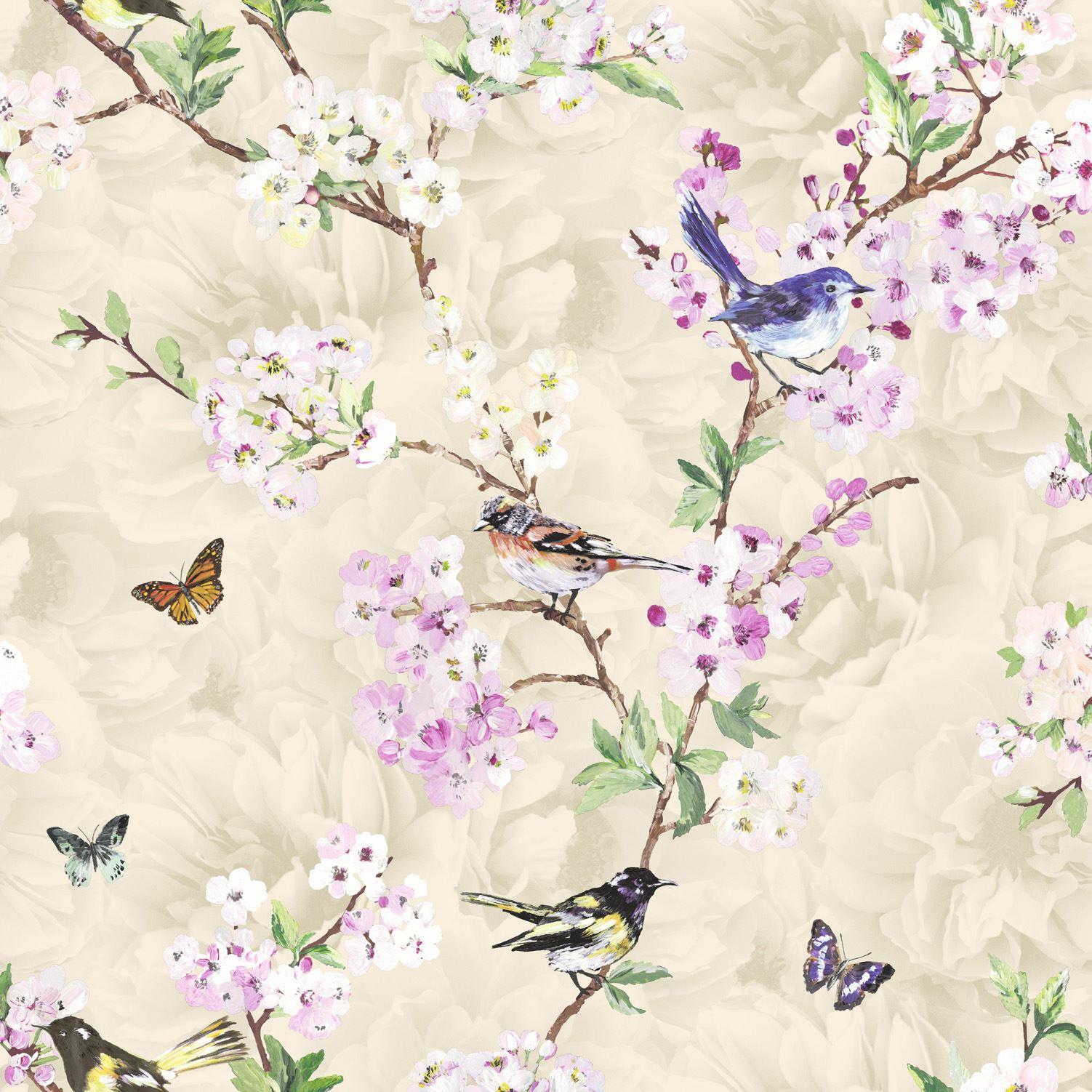 Birds And Butterflies Fabric Wallpaper and Home Decor  Spoonflower