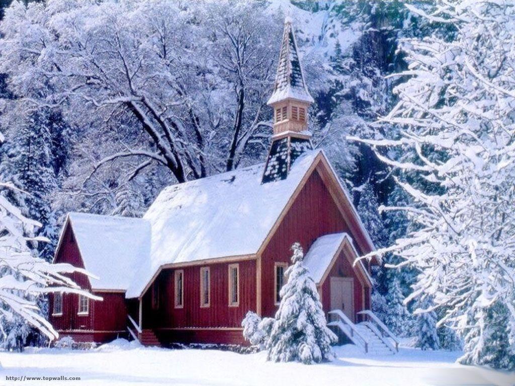 1024x768 nhà thờ cảnh mùa đông.  Hình nền nhà thờ mùa đông miễn phí