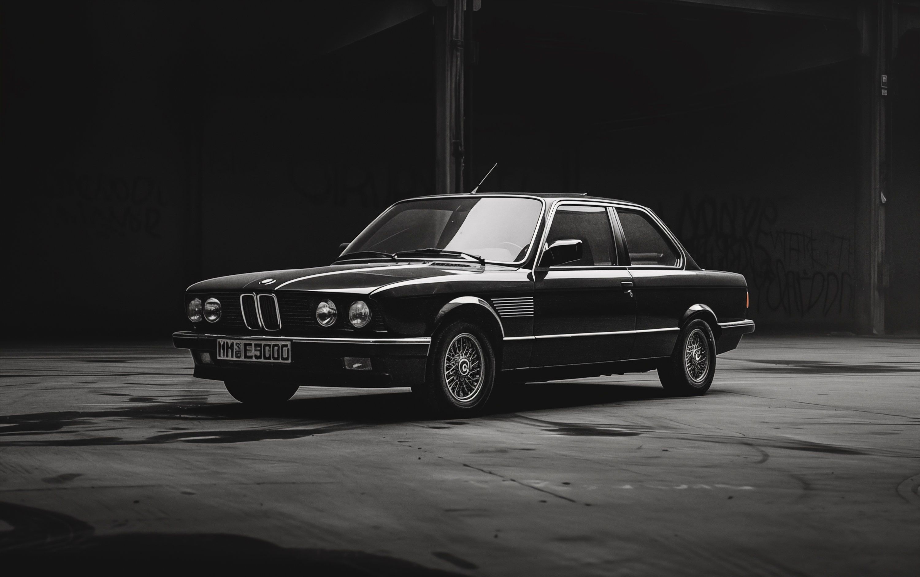 3000x1884 BMW E30 Print: Monochrome Vintage Car Photography (digital Download)