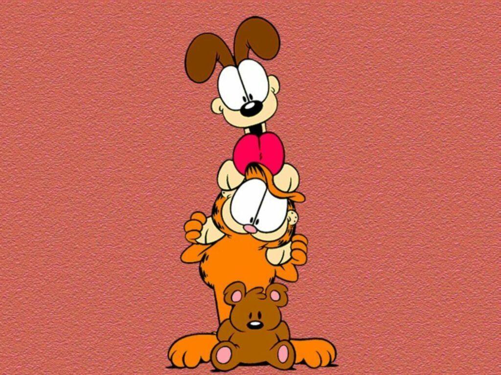 1024x768 Garfield Odie And Stuffed Bear Wallpaper 1024×768