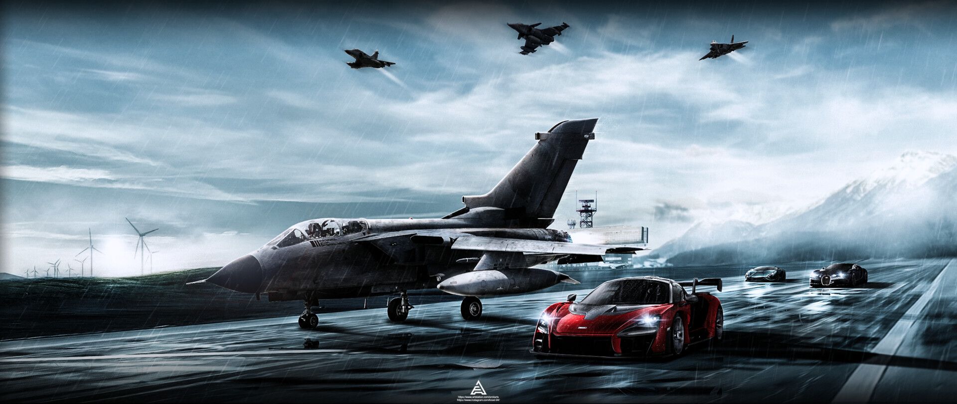 1920x810 Fighter Jet VS Hypercars
