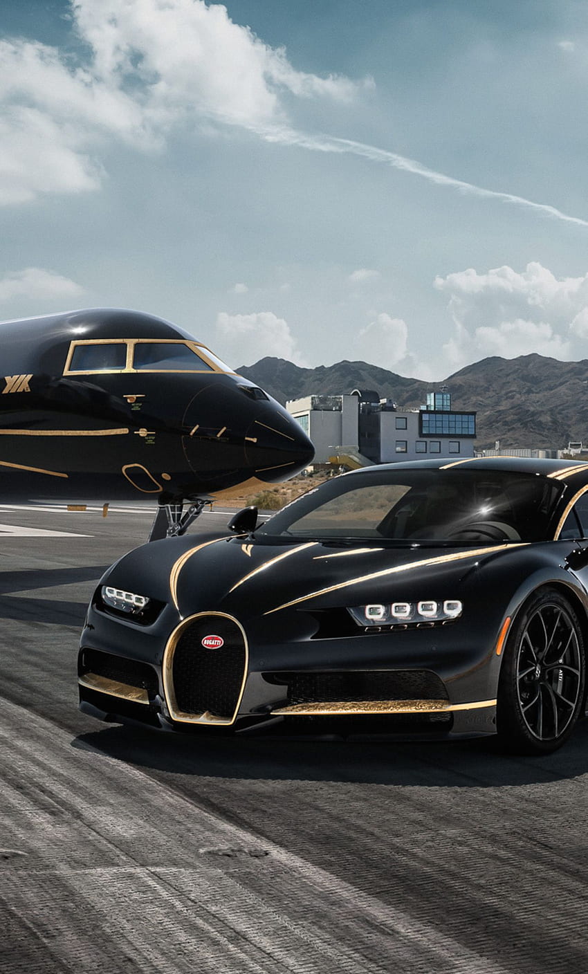 850x1408 Bugatti Chiron And Private Jet iPhone, , Background, and, Jet and Car HD phone wallpaper