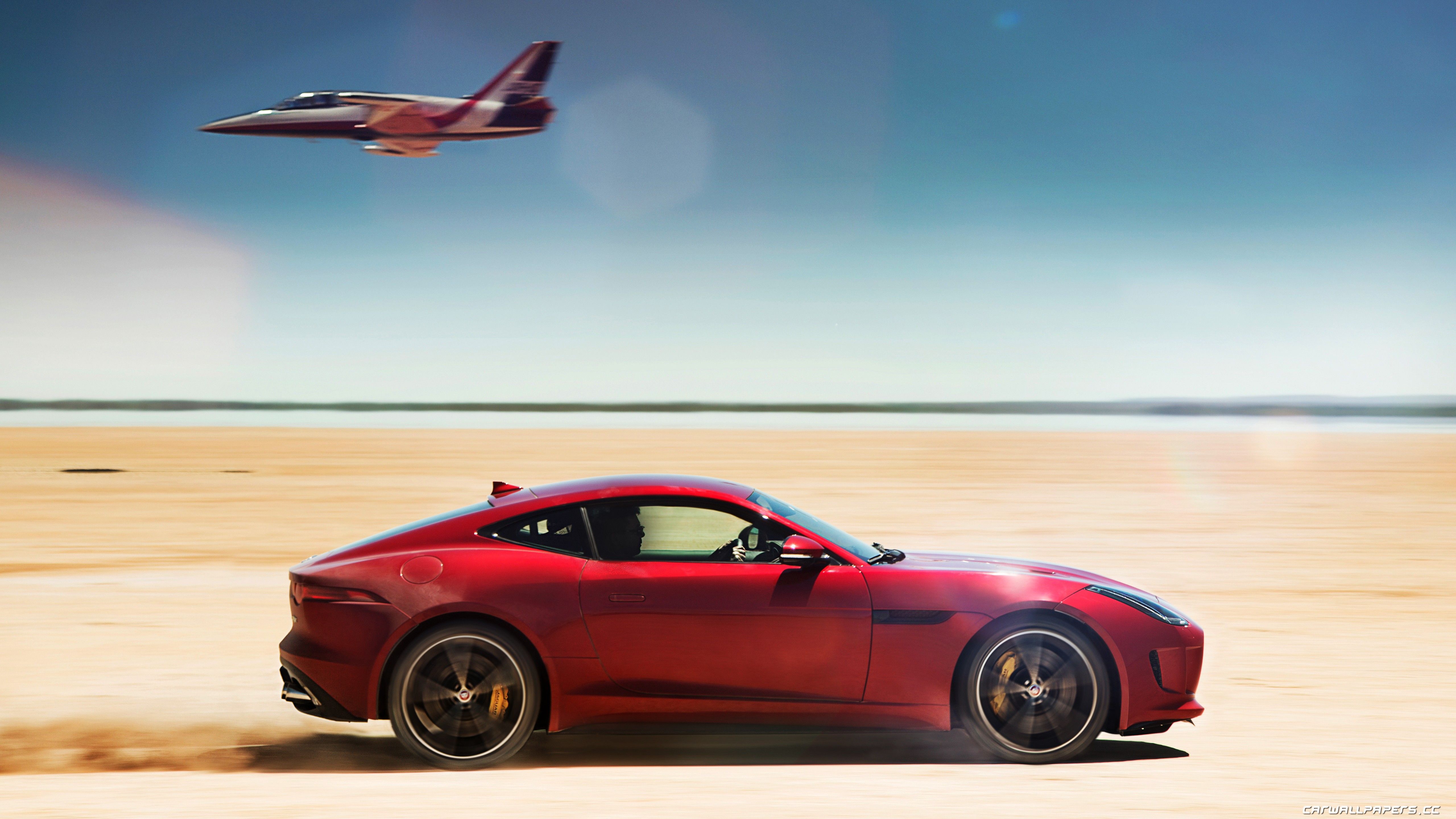 5120x2880 Jaguar F Type, Car, Jet, Desert Wallpaper HD / Desktop and Mobile Background