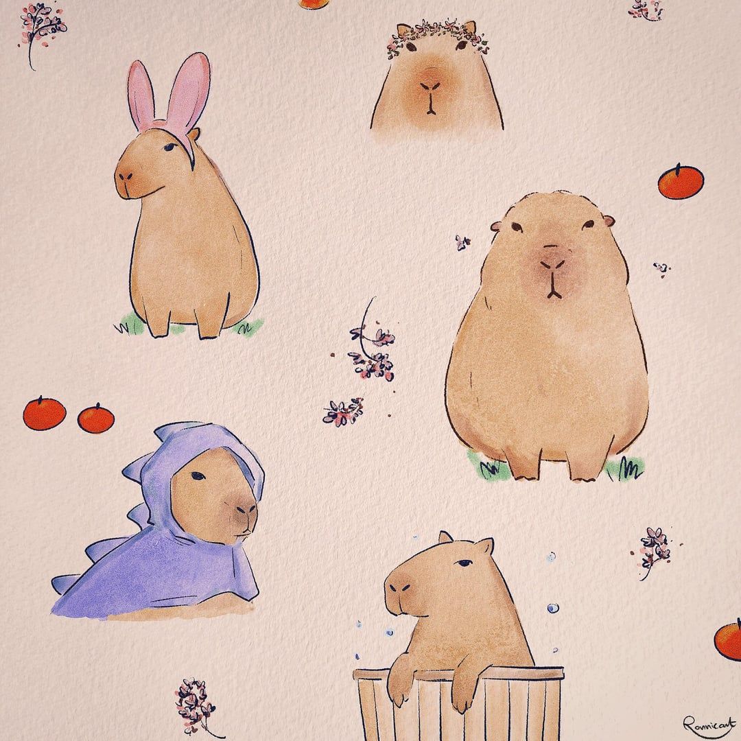 1080x1080 OC Just some capybaras I drew :)