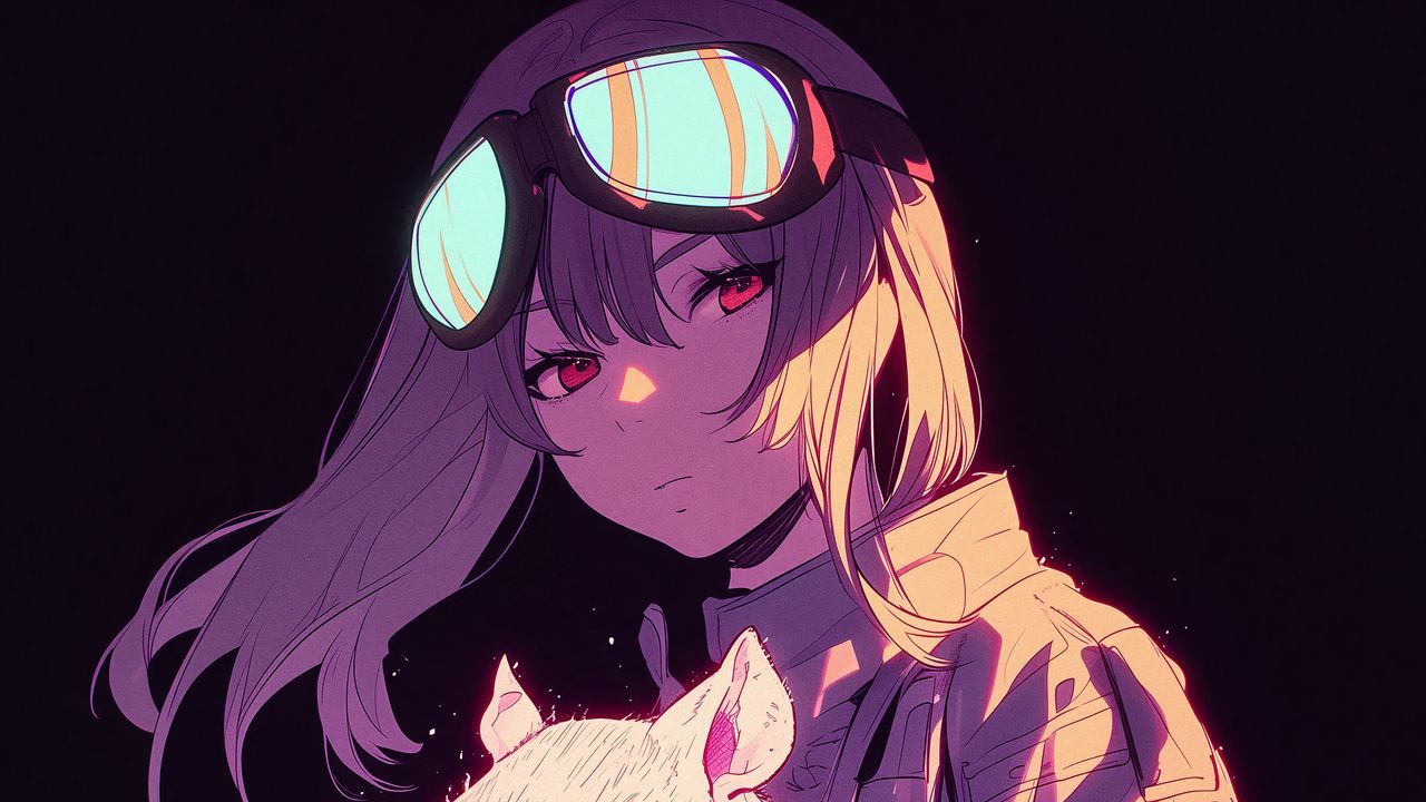 1280x720 Wallpaper girl, capybara, art, anime, purple hd, picture, image