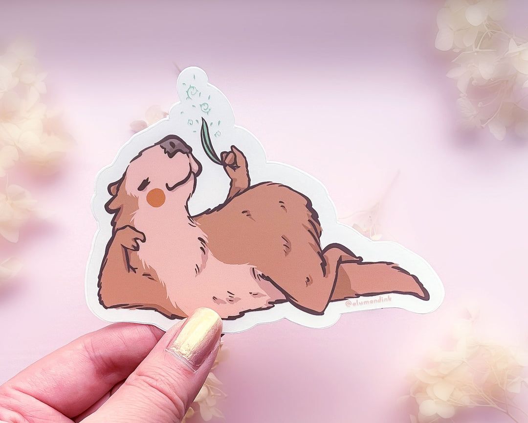 1080x864 Indulgent Capybara Clear Vinyl Sticker
