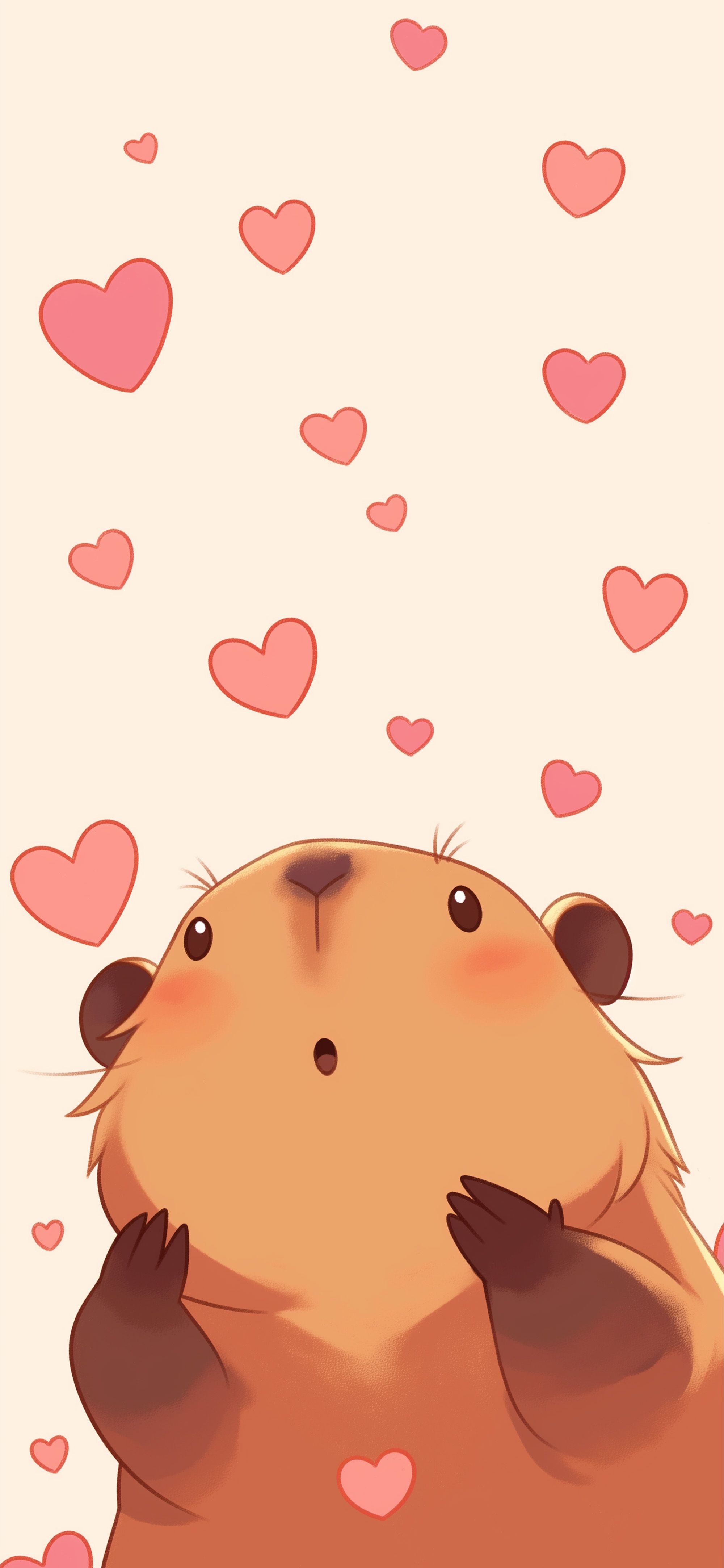 2000x4329 Adorable Capybara Heartfall Cute Wallpaper