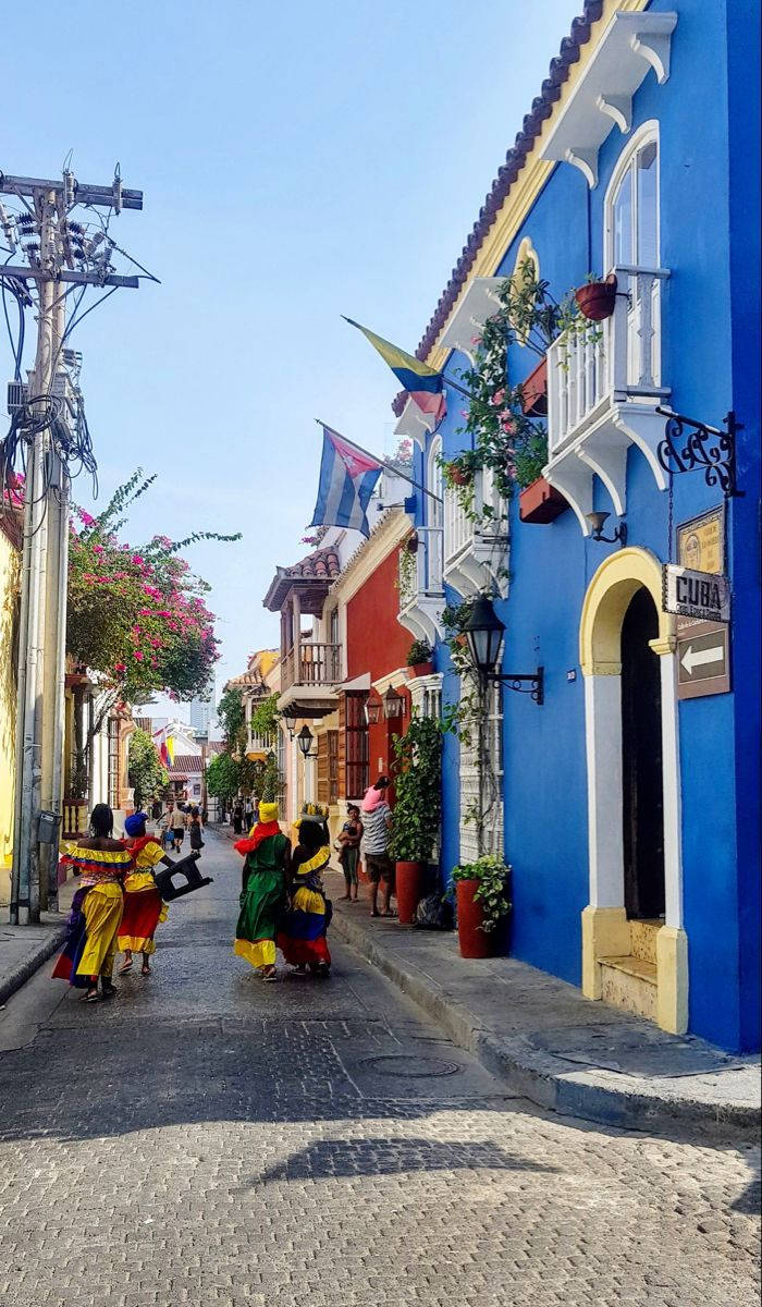 700x1200 Download Colorful Street In Cartagena Colombia Wallpaper