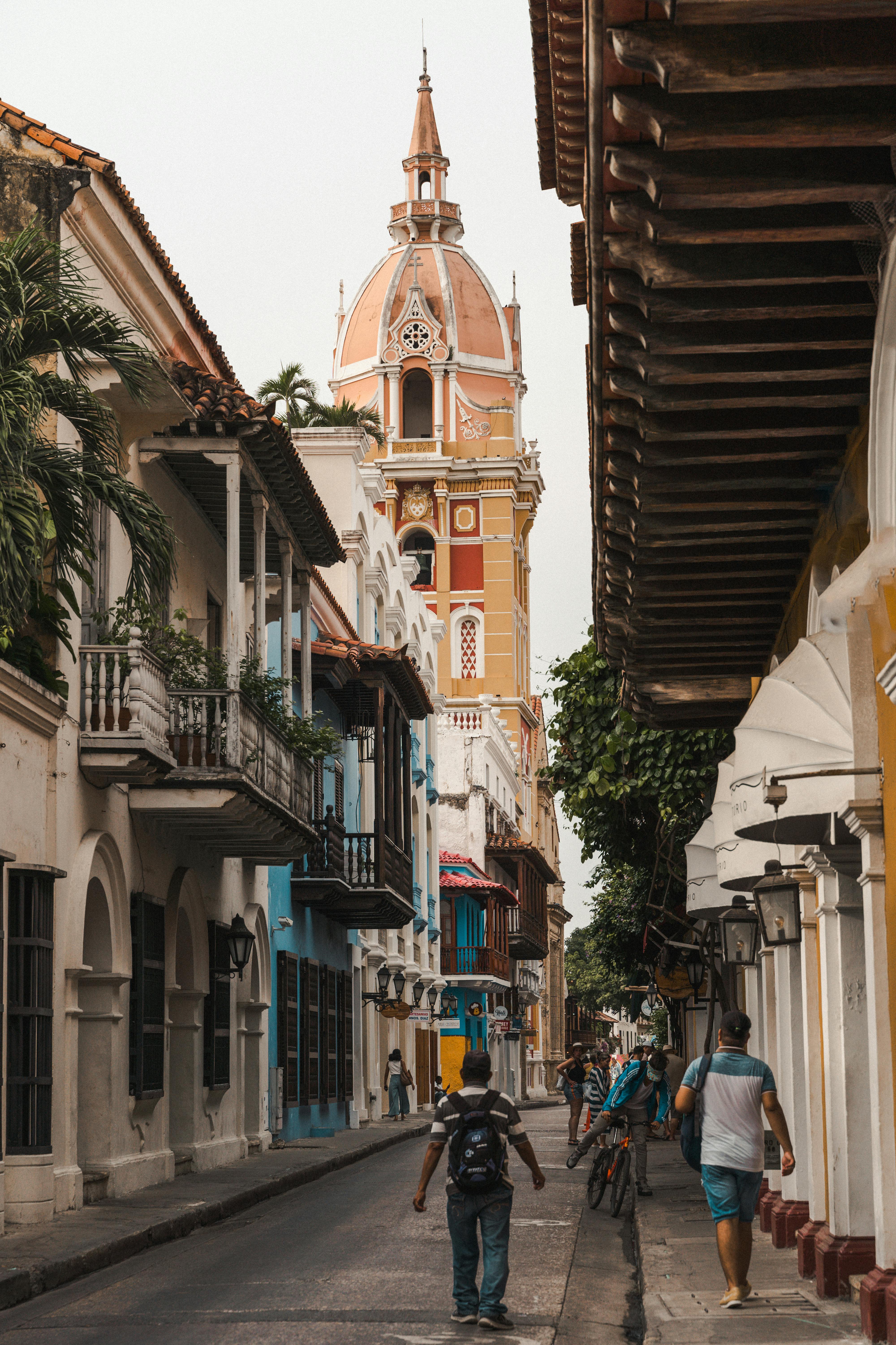 4000x6000 City Street with a View of the Cathedral of Cartagena de Indias i · Free
