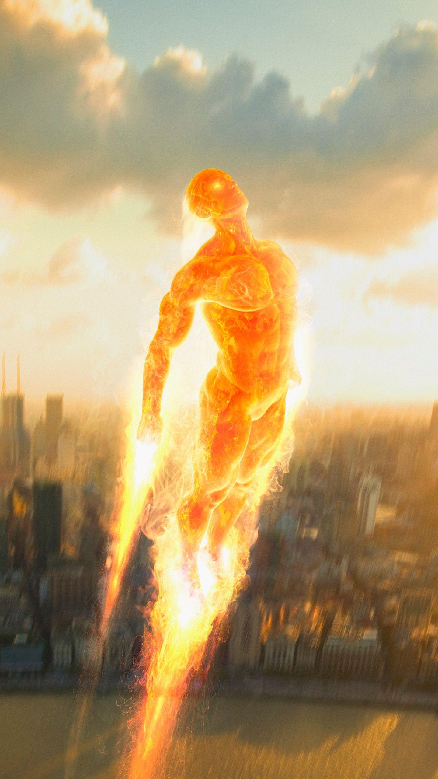 1440x2560 Wallpaper The Human Torch, Superheroes, Marvel Comics, Fantastic