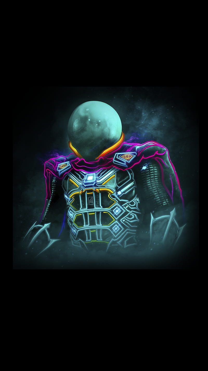 800x1422 Mysterio Neon Amoled, Black, Comics, Full, Marvel, Oled, Samsung, Spider Man, HD Phone Wallpaper