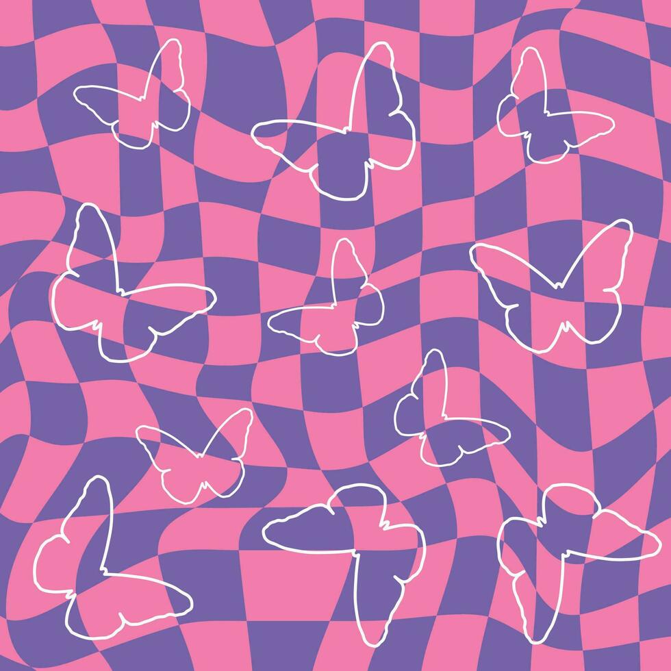 980x980 Y2k Pink Glamour Butterflies Background. Background in Trendy Emo Goth 2000s Style. 90s, 00s Aesthetic Wallpaper with Line Butterfly