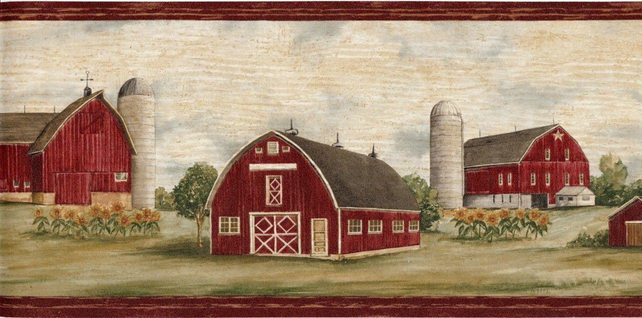 1280x634 Free download Details about Wallpaper Border Country Farm Red Barn