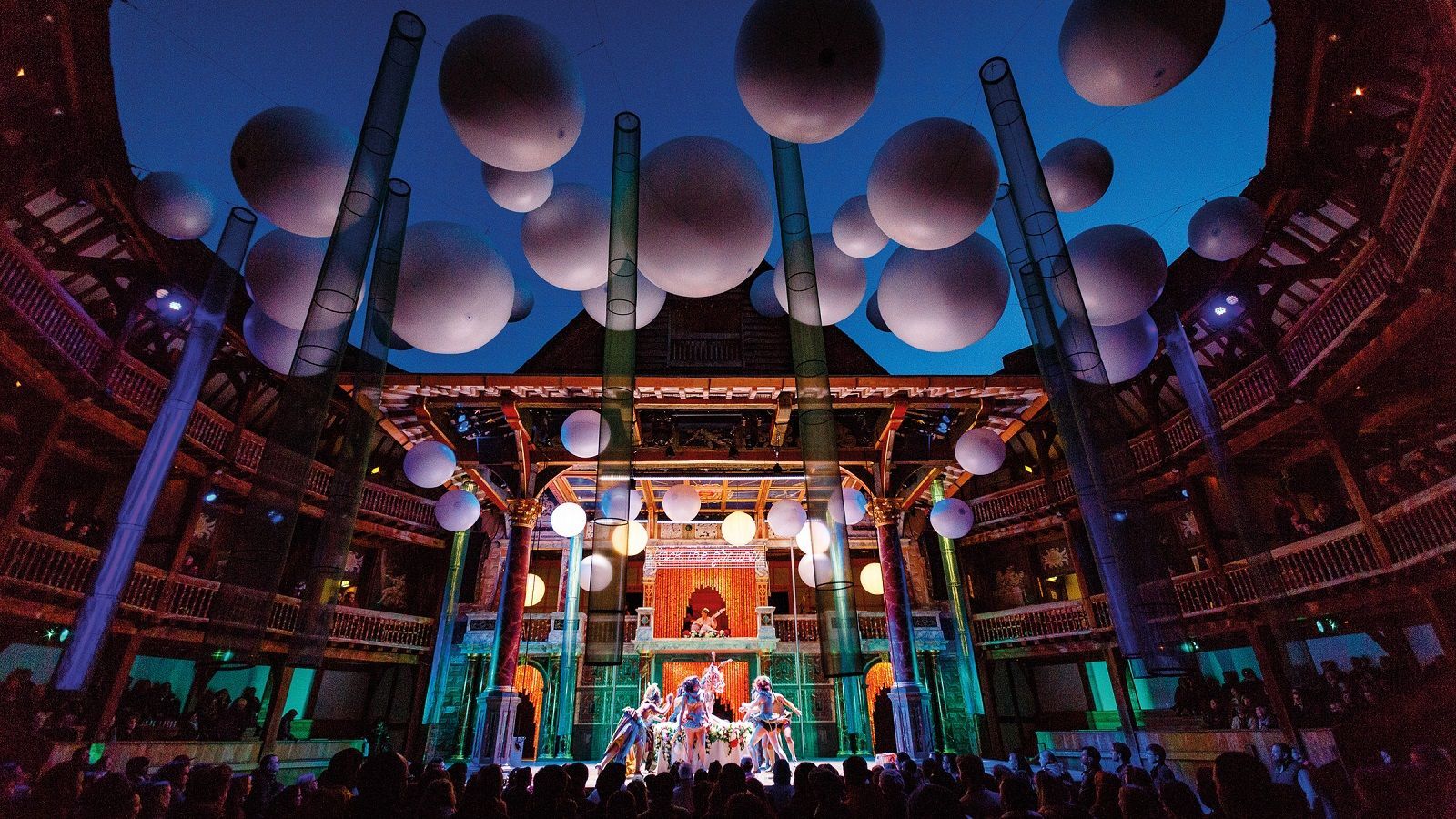1600x900 GLP X4 Bars from backdrop to first theatrical lighting rig at Shakespeare's globe