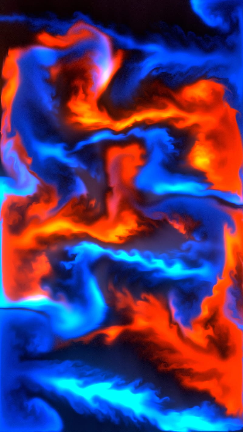 800x1422 Ice and Lava, abstract, art, blue, cool, fire, red, HD phone wallpaper