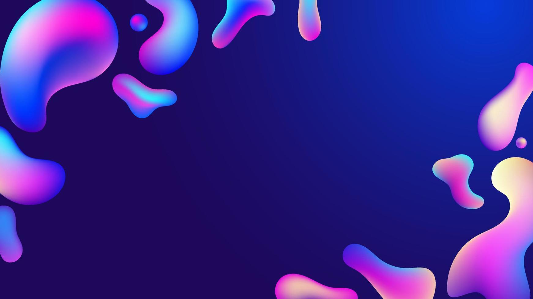 1742x980 Liquid flow purple, blue 3D neon lava lamp vector geometric background for banner, card, UI design