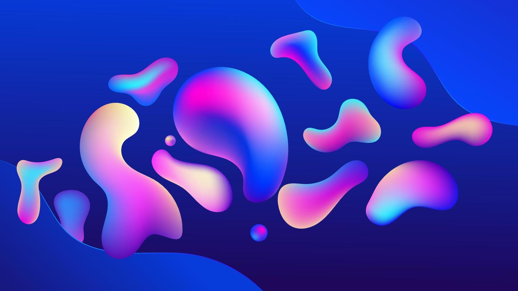 1742x980 Liquid flow purple, blue 3D neon lava lamp vector geometric background for banner, card, UI design