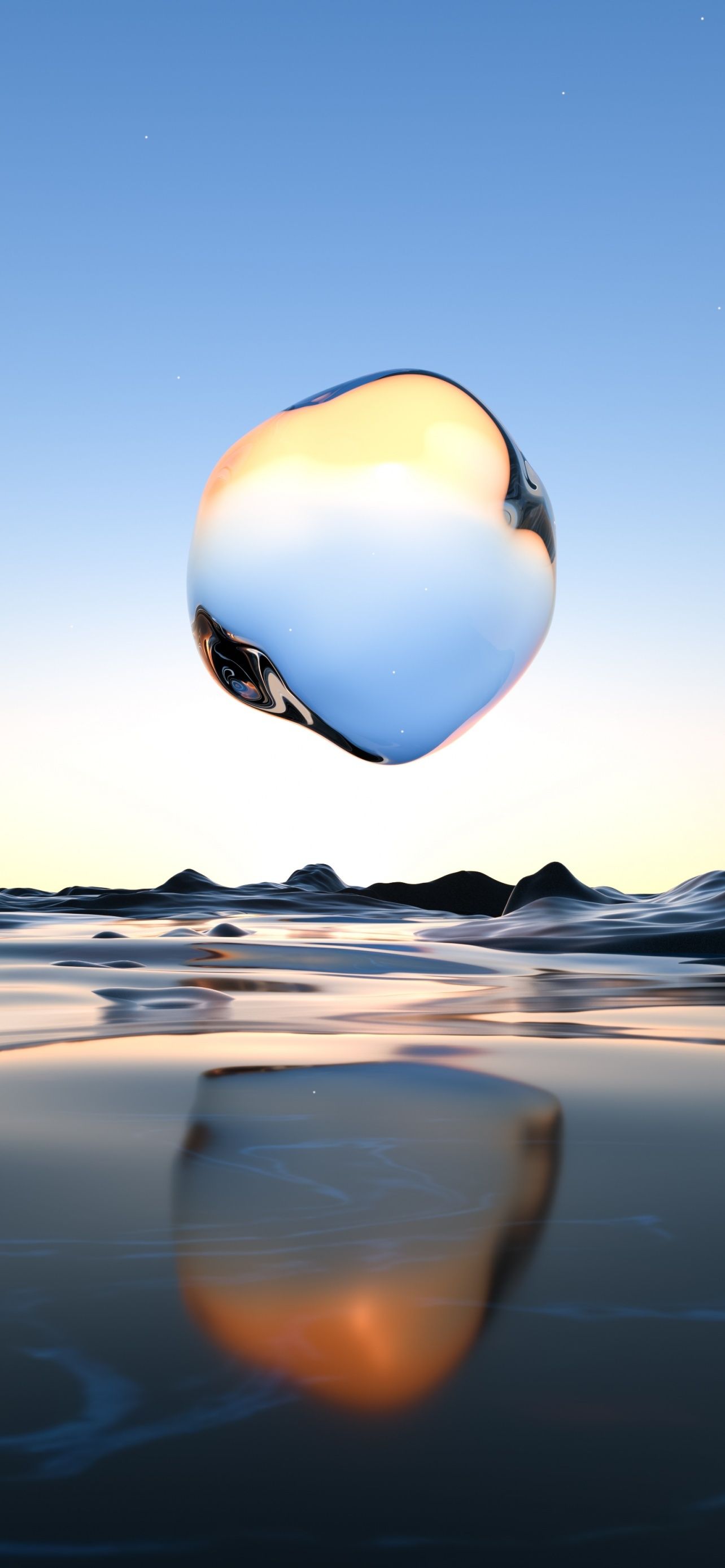 1284x2778 Glass Droplet Surreal Transparent Body Of Water Scenic