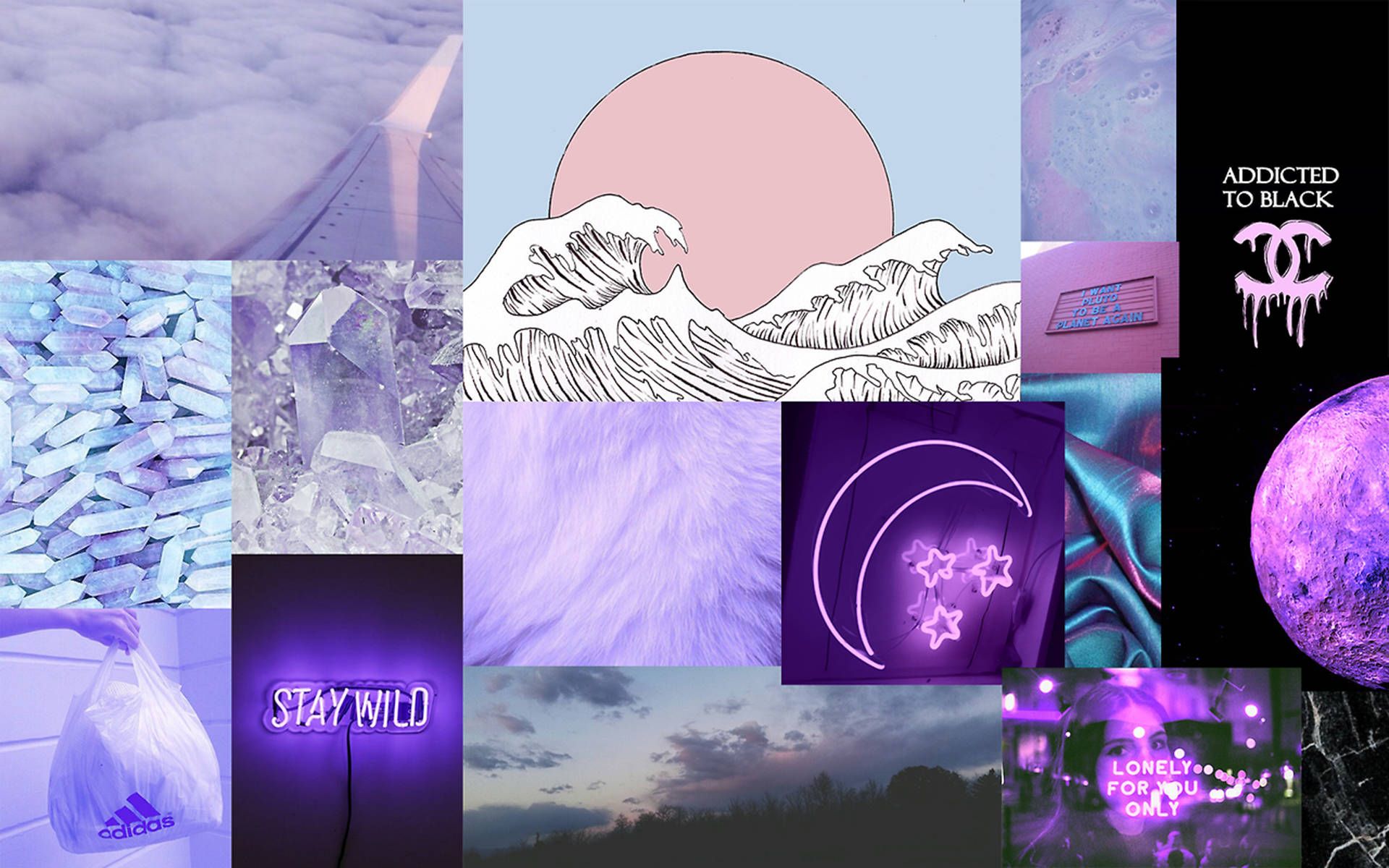 1920x1200 Download Dark Purple Collage Aesthetic Sassy Girl Wallpaper