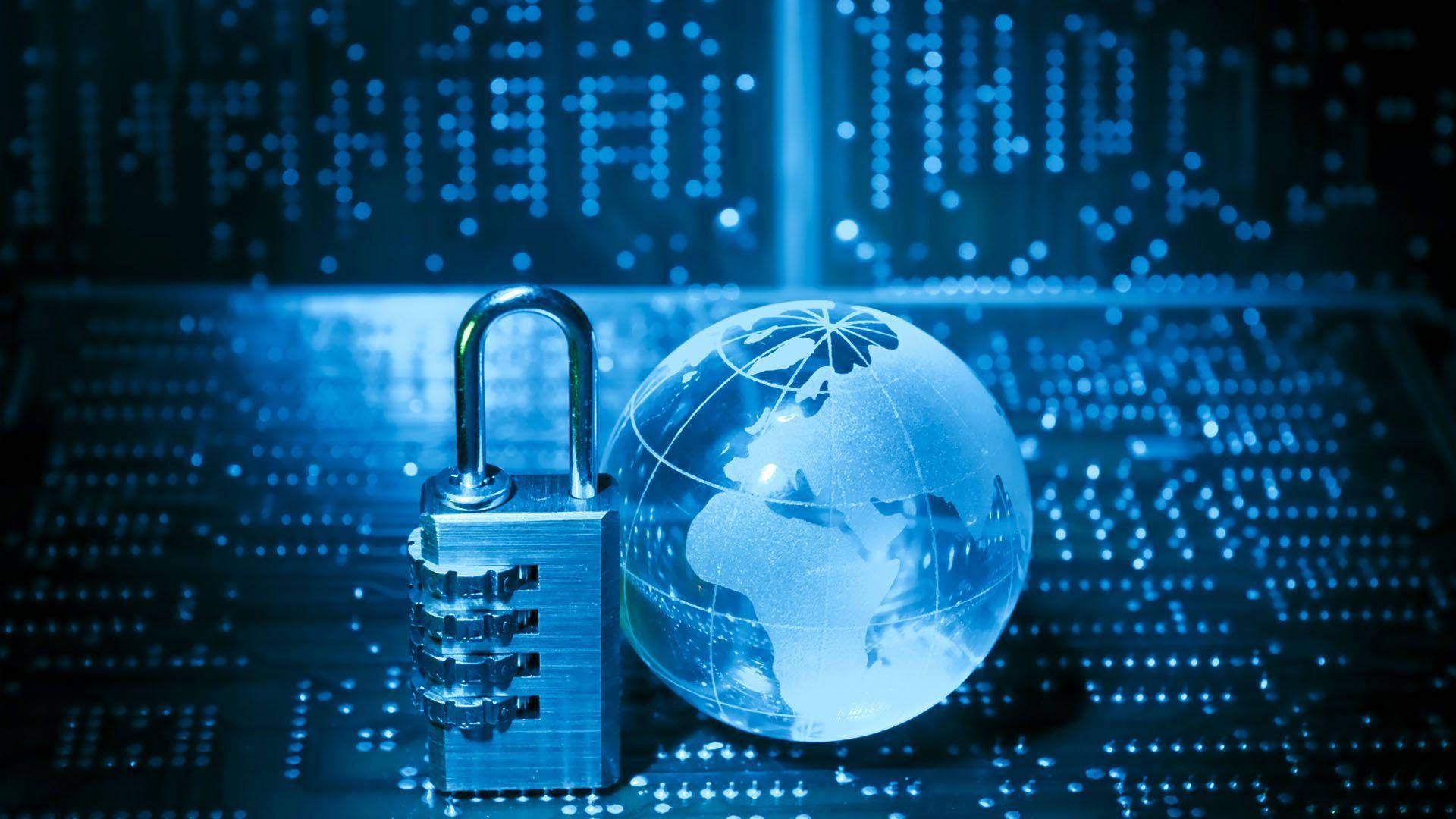 1920x1080 Download Globe And Padlock Cyber Security Wallpaper