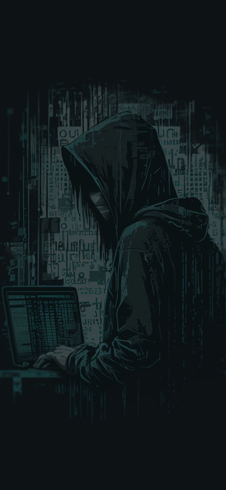 736x1592 Hacker Dark Wallpaper