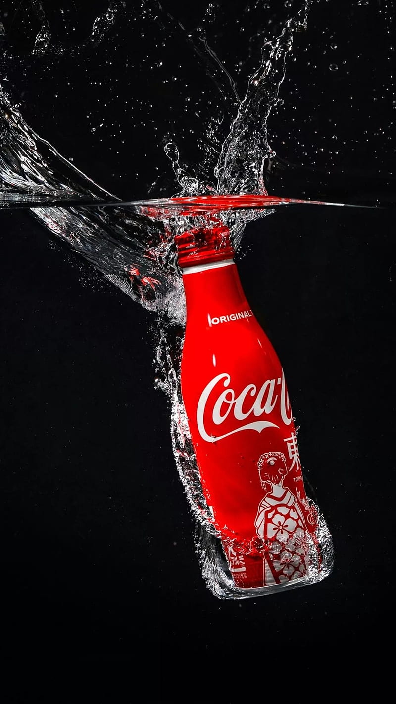 800x1422 Coca Cola, cool, black, background, red, water, HD phone wallpaper