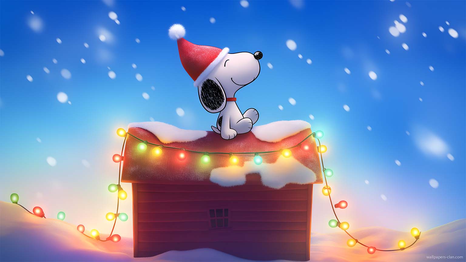 1536x864 Snoopy Christmas Lights Desktop Wallpaper 4K