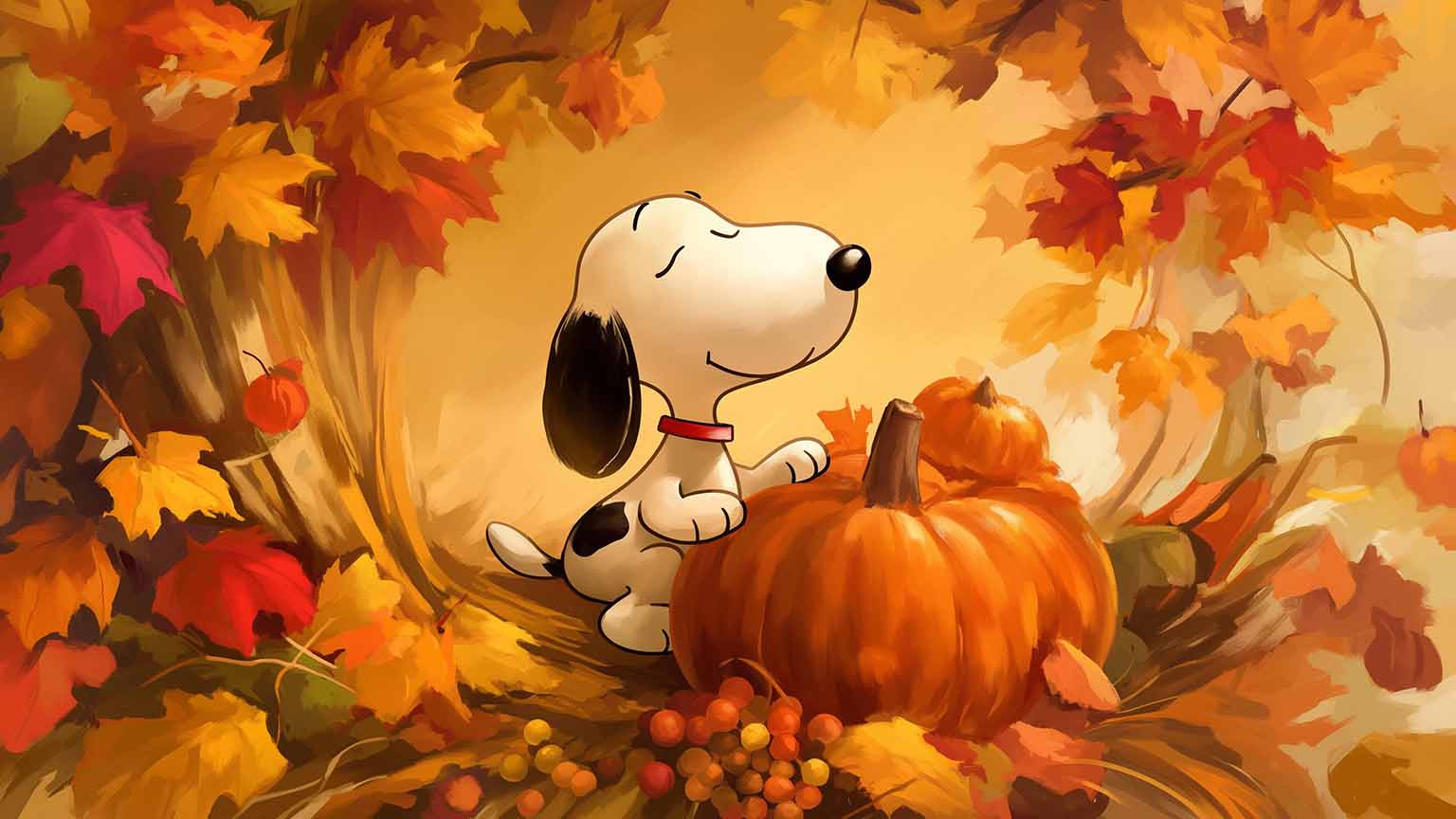 1536x864 Free Peanuts Snoopy Harvest Time Desktop Wallpaper