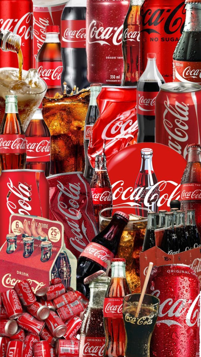 675x1200 Coca Cola collage drinks soda red black cans bottles retro vintage new