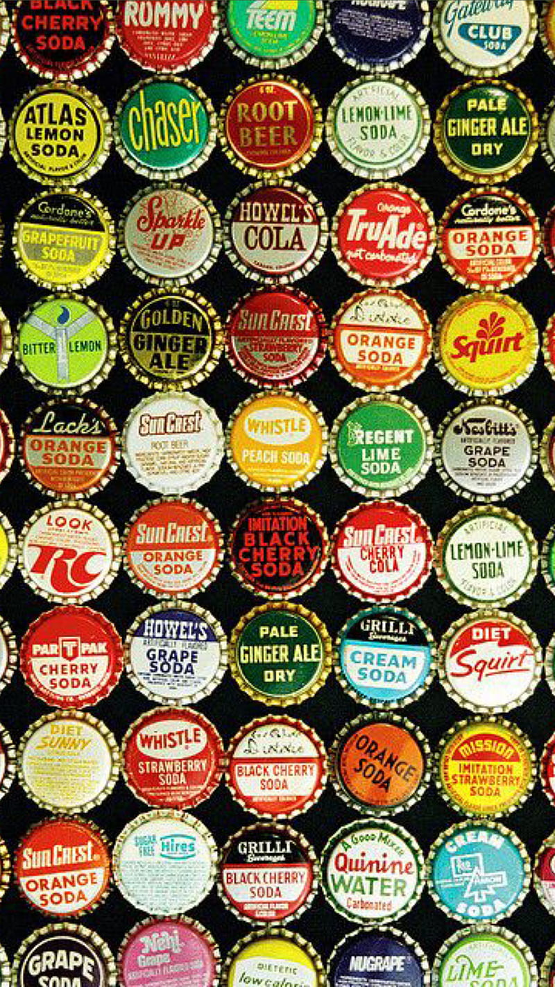 800x1422 Bottle Caps, black, caps, cola, HD phone wallpaper