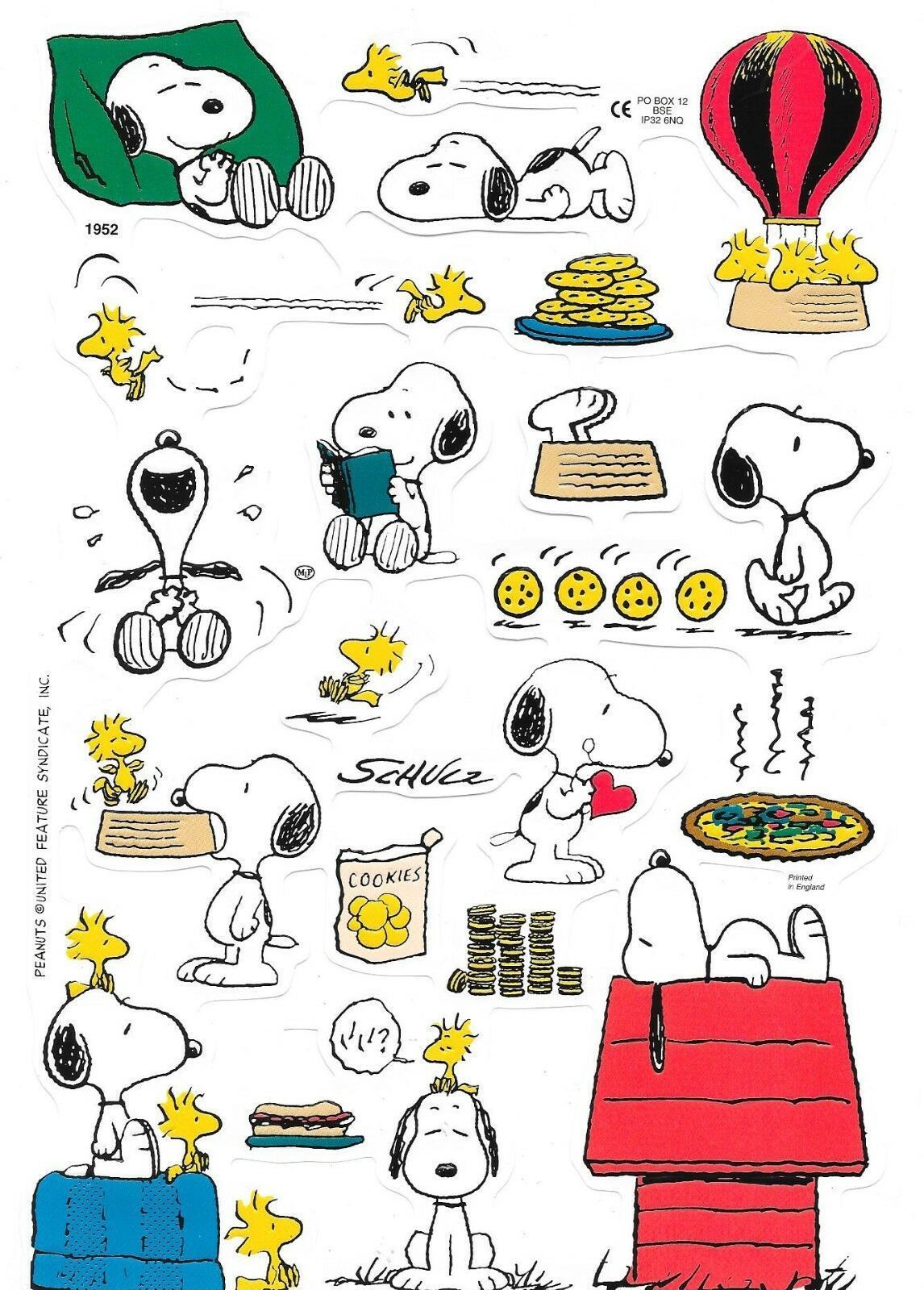 1146x1600 Set 6 : Snoopy Peanuts Charlie Brown x 4 Sheet Vintage scraps lithograph
