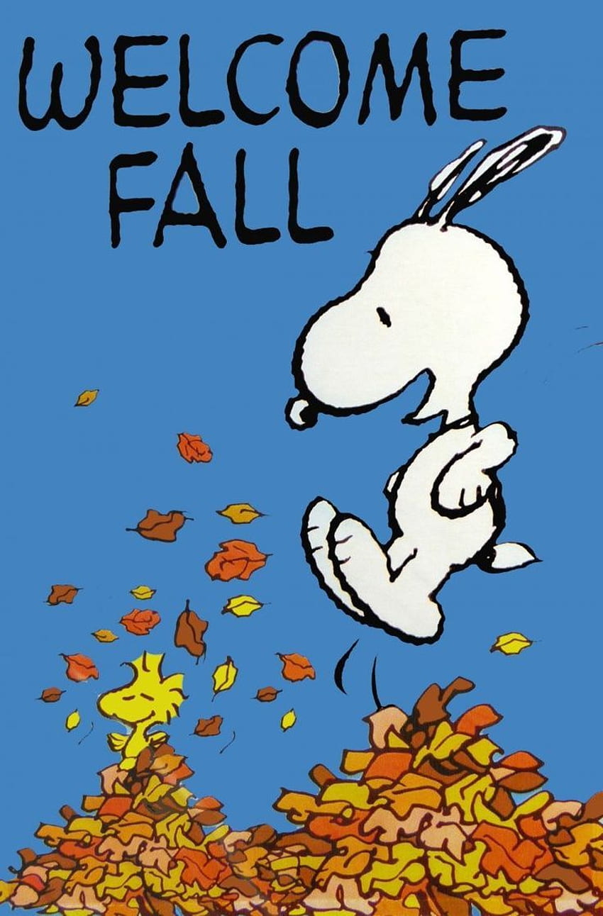 850x1292 Non Vintage Flag Welcome Fall. Snoopy Love, Snoopy, Woodstock, Peanuts Cartoon, Charlie Brown Autumn HD phone wallpaper