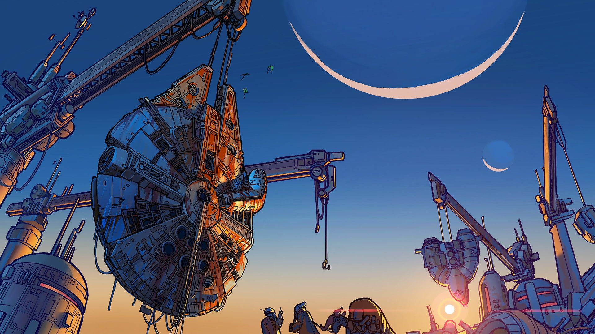 1920x1080 Wallpaper fiction, Star Wars, art, star wars, science fiction, spaceship, spaceship, Illustration for mobile and desktop, section арт, resolution 1920x1080