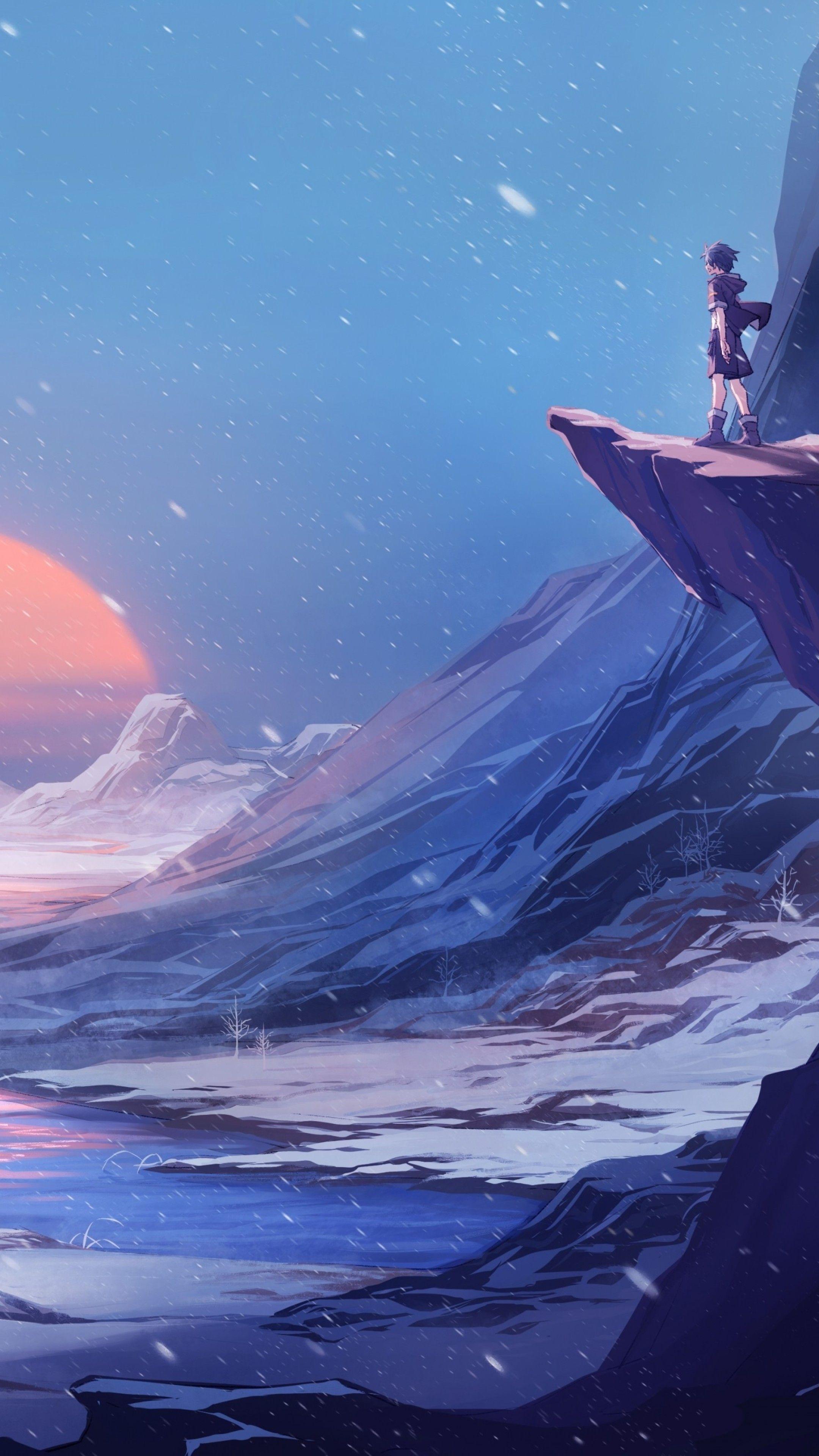 2160x3840 Dragon Winter Snow Anime Manga 4k Sony Xperia X, XZ, Z5